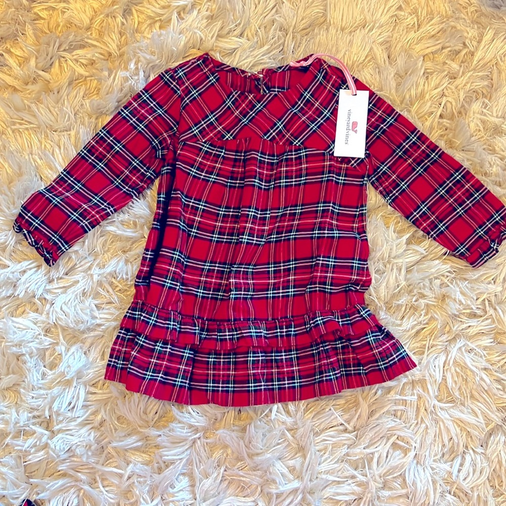 Vineyard Vines baby girl tidings tartan dress 18-24 mos